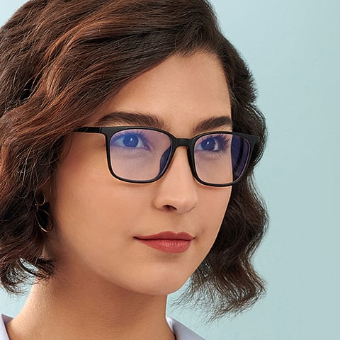Blue Block Screen Glasses: Matte Black Full Rim Square