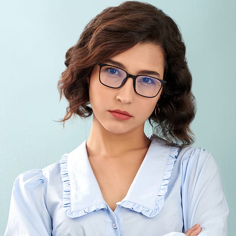 Blue Block Screen Glasses: Matte Black Full Rim Square